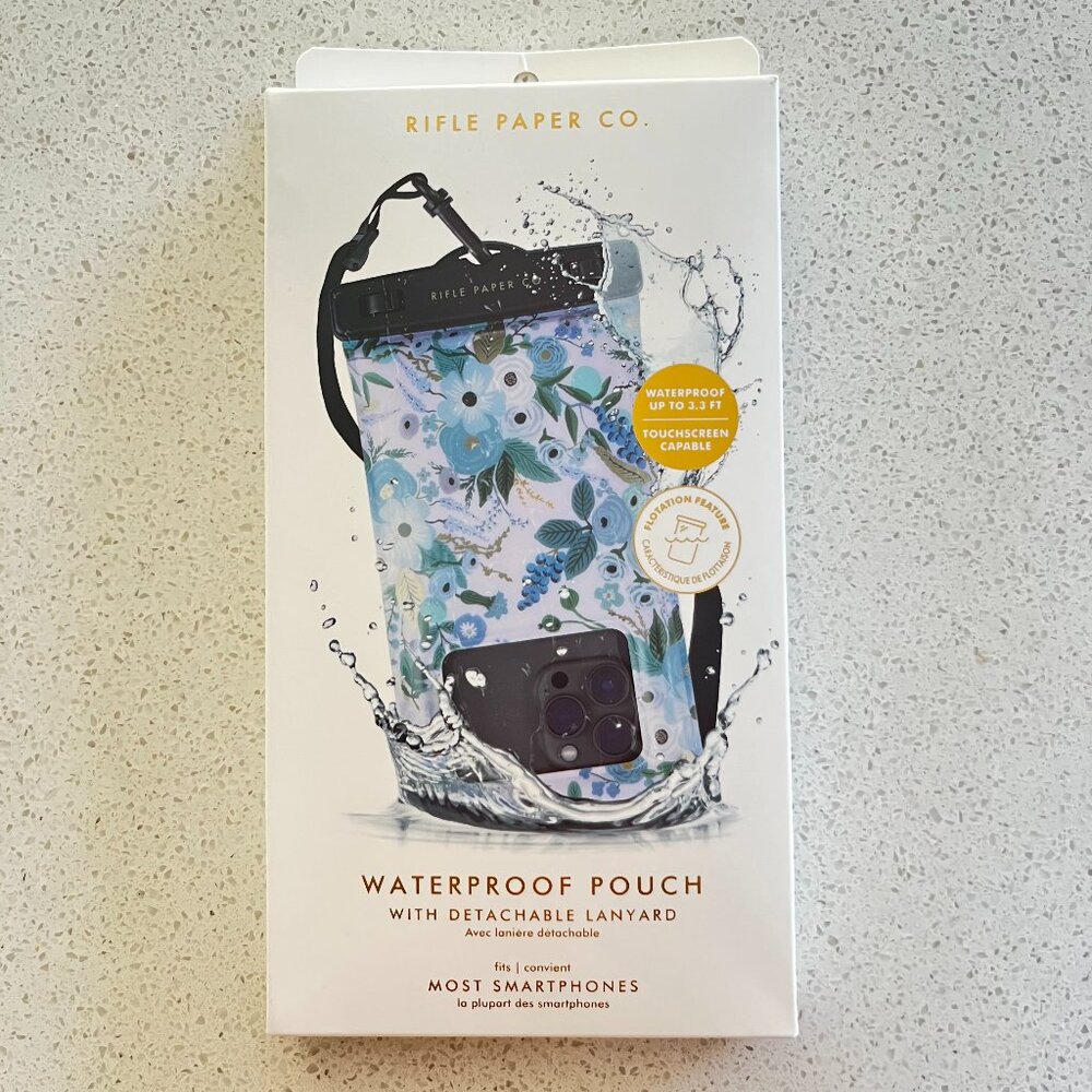 Rifle Paper Co./Case-Mate NWT Waterproof Phone Pouch, Garden Party Blue